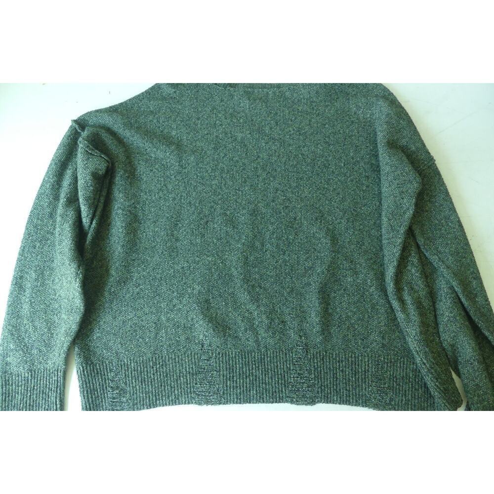 Frayed‎ Jeans Sweater Women's Medium Oversized Shredded Green Black Lagenlook - Picture 6 of 7